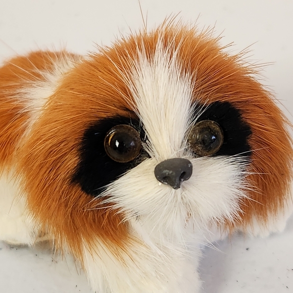 Adorable Real Fur Realistic Dog Figurine Figure Shih Tzu Pekingese Collectible - Picture 7 of 7